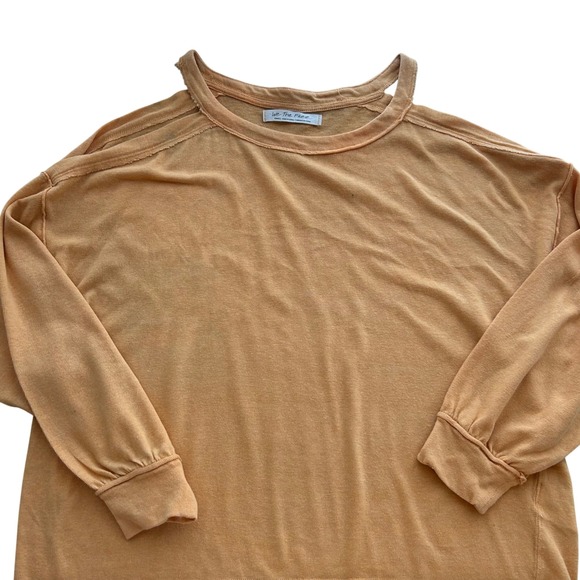Free People We The Free Coastal Cruising Long Sleeve Tee Peach Raw Seam Small - Picture 6 of 7
